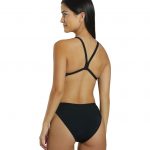 مایو زنانه Arena مدل WOMEN'S ARENA TEAM SWIMSUIT CHALLENGE SOLID BLACK - WHITE