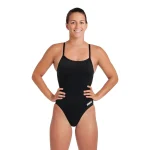 مایو زنانه Arena مدل WOMEN'S ARENA TEAM SWIMSUIT CHALLENGE SOLID BLACK - WHITE