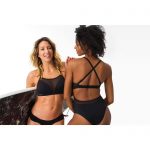 مایو زنانه Olaian مدل Women's 1-piece surf swimsuit with adjustable double flat ELISE BLACK