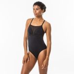 مایو زنانه Olaian مدل Women's 1-piece surf swimsuit with adjustable double flat ELISE BLACK