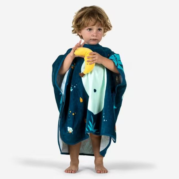 حوله شنا Nabaiji مدل Baby Cotton Poncho - Navy Blue / Monkey Pattern - Singe