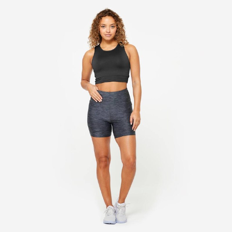 نیم تنه ورزشی DOMYOS مدل Women's Black Cropped Sports Tank Top - Fitness
