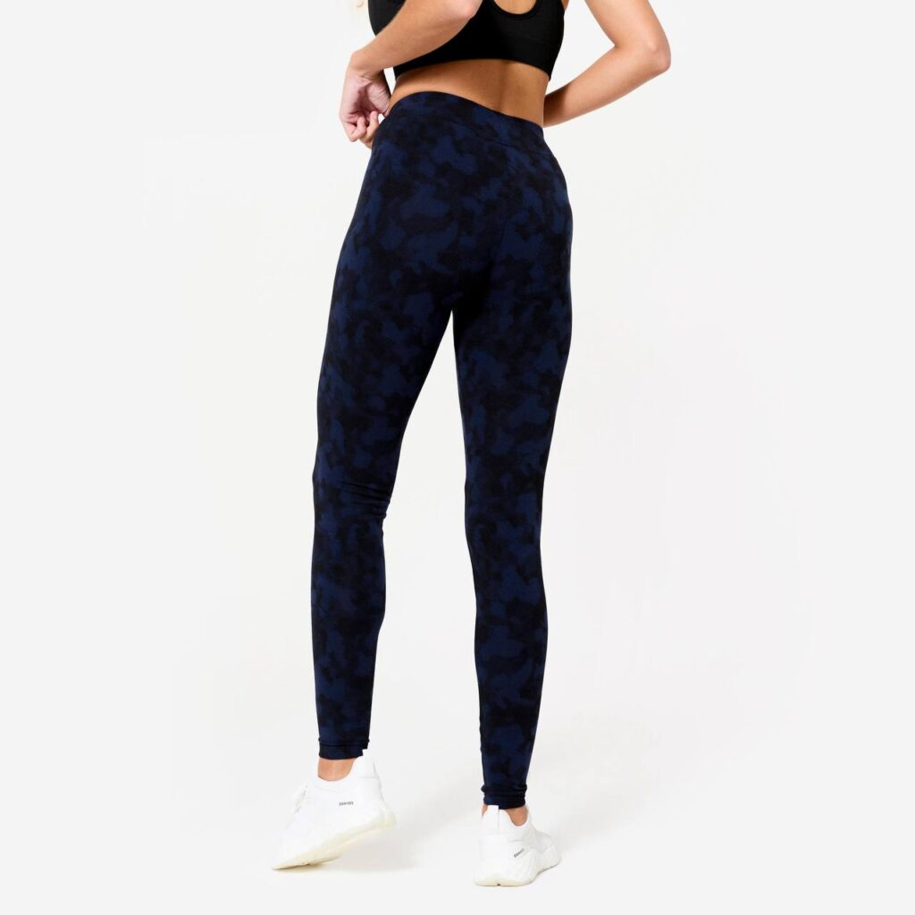 لگ ورزشی DECATHLON مدل Women's Cotton Leggings - Black/Blue